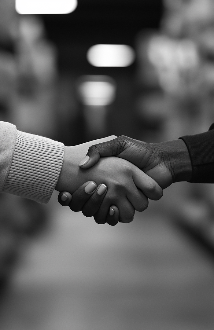 An image with two persons shaking hands